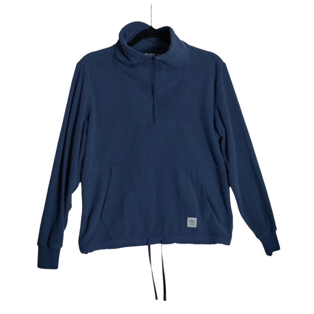 Outdoor Research Mens Navy Blue Waffle Grid Fleece Quarter Zip Pullover Small